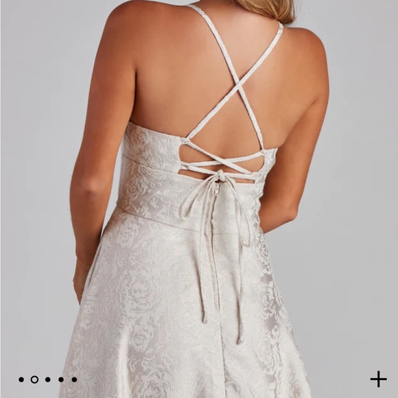 WINDSOR: Ivory, gold design sparkly long dress - Picture 2 of 10